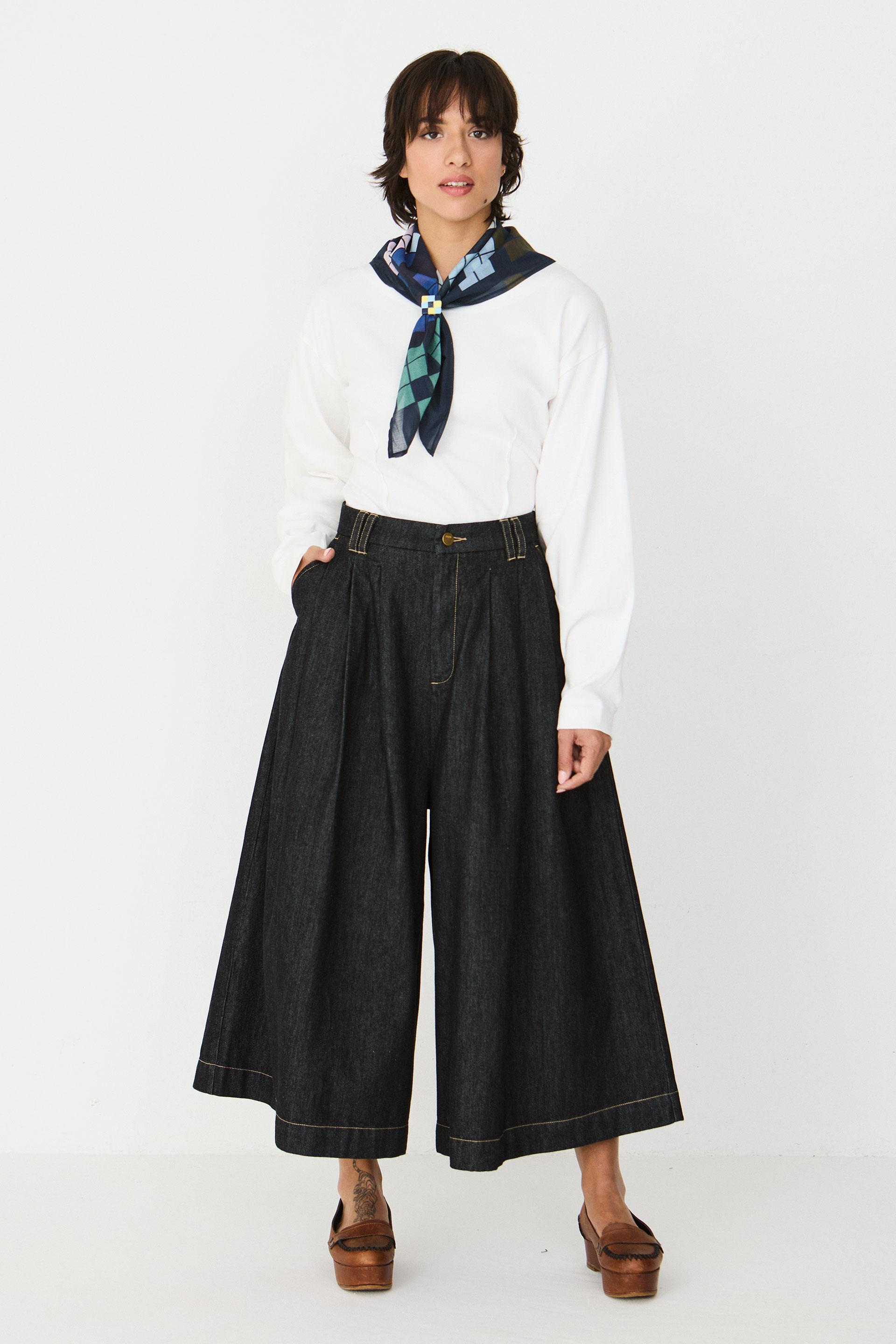 SKFK Saioa Trouser GOTS Damen Palazzo Jeans schwarz